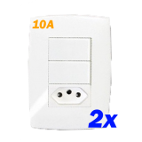Kit 2 Interruptores Duplo Paralelos + Tomada 10a - HOME BRANCA